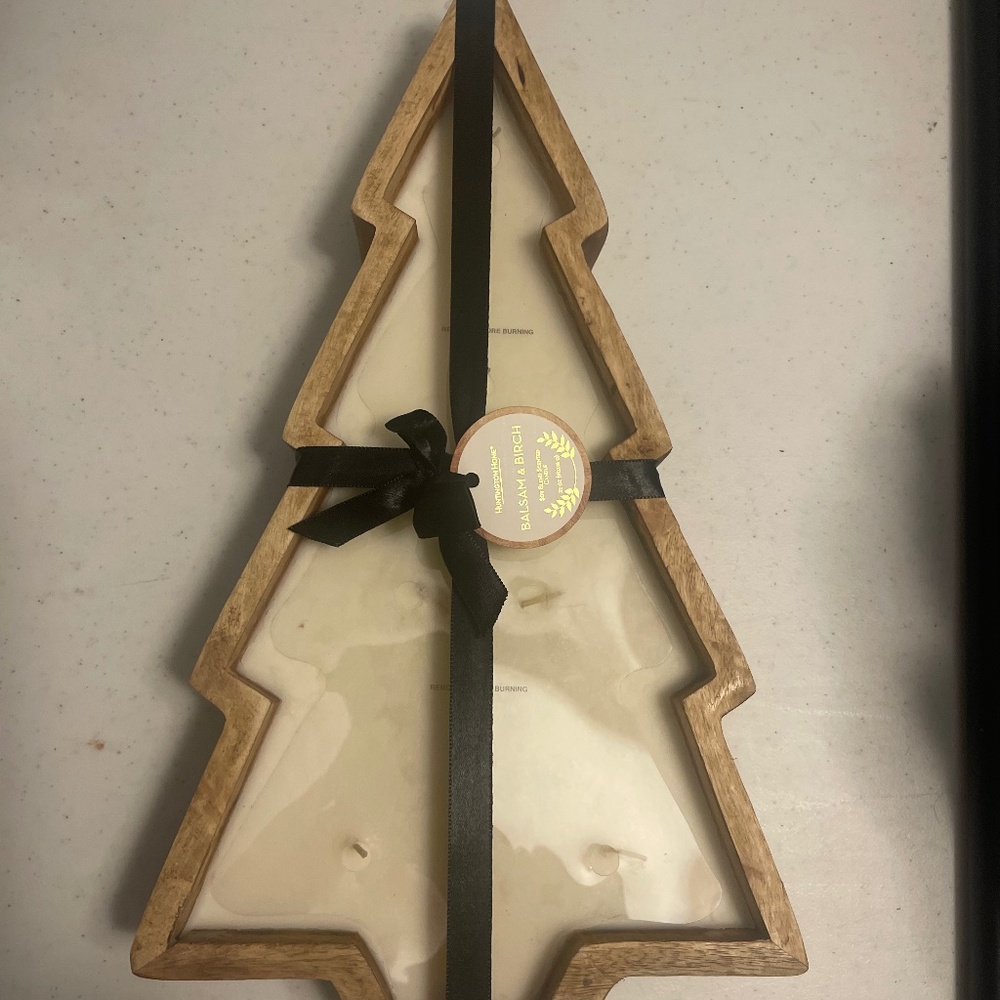 Aldi wood Christmas Tree candle